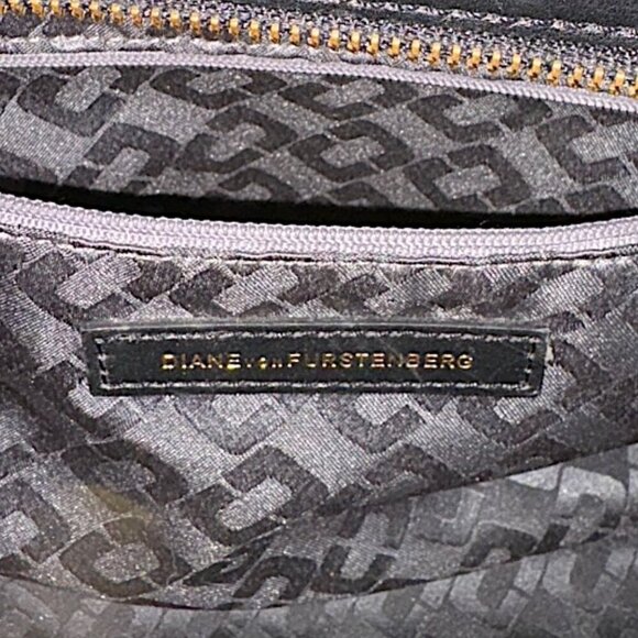 Diane von Furstenberg 440 Breakaway Black White Embossed Leather Satchel - Picture 8 of 15